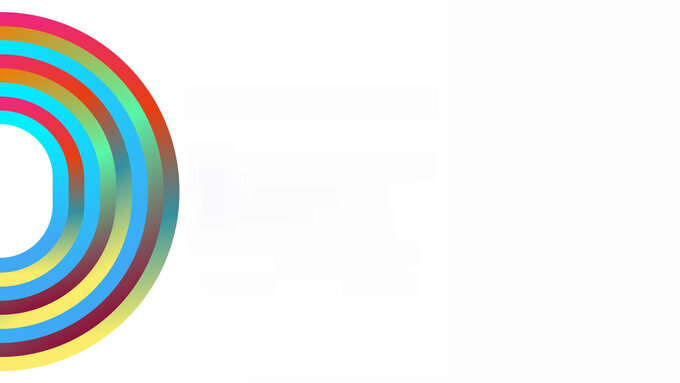 A graphic made up of a semicircle of different brightly coloured gradients.