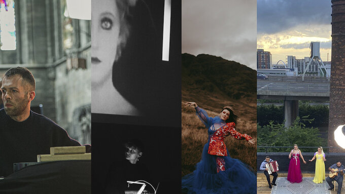 A composite image showing four different artists.