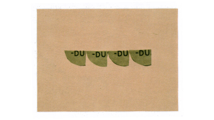 A small paper collage with the words "-Du -Du -Du -Du"
