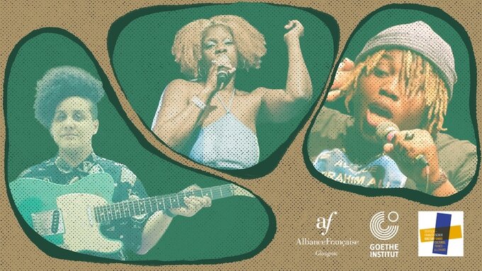 Three artists singing.