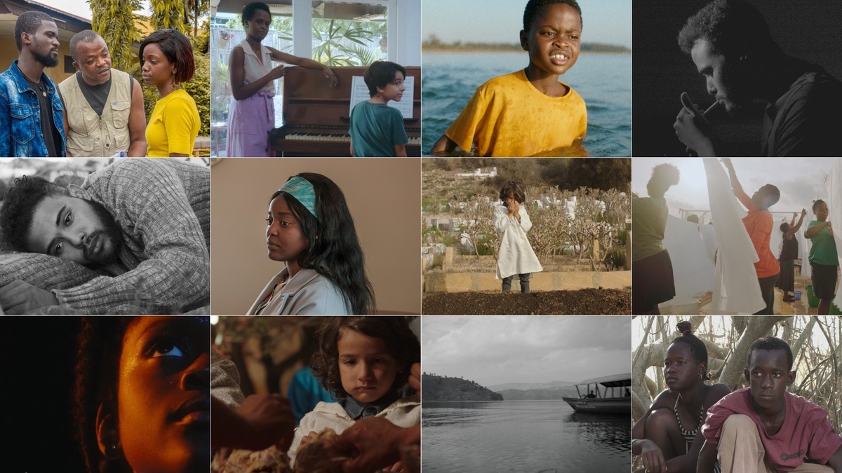 Collage of film stills from eleven different short films.