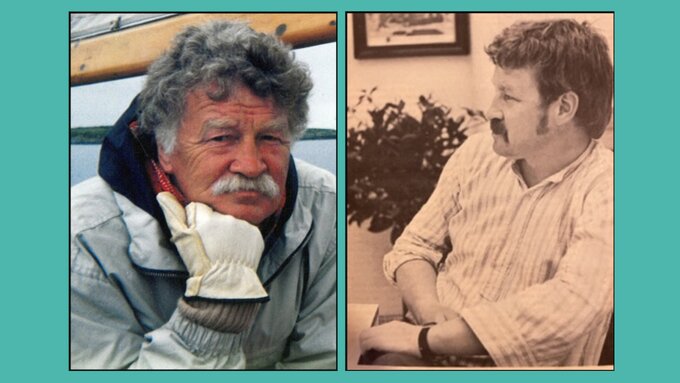 Two photos of Alan Sharp.