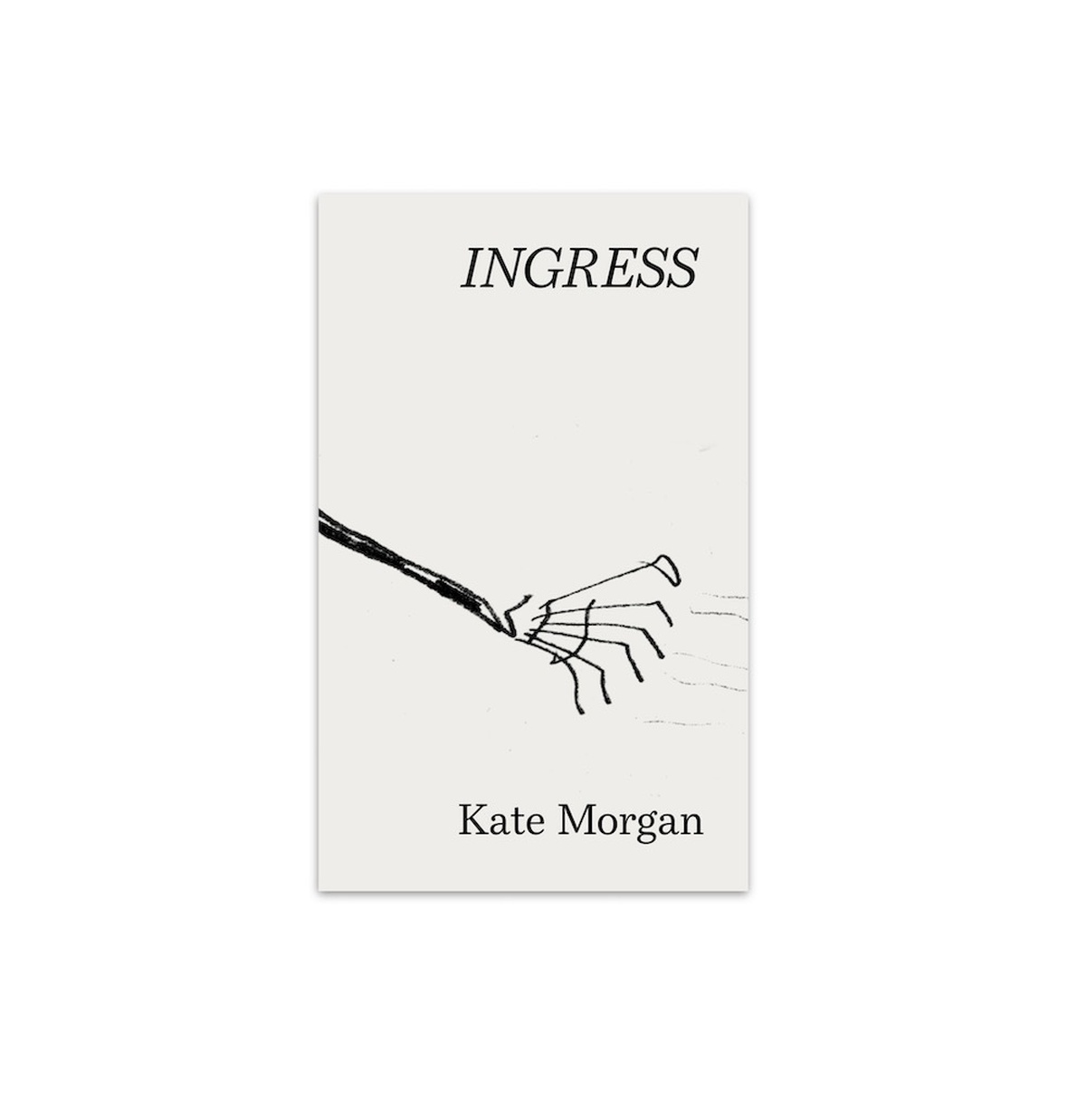 A book cover reading "Ingress Kate Morgan" with an illustrated rake in the centre.