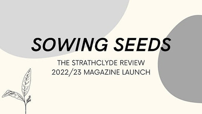 A drawing of a leafy seedling with grey shapes behind it.