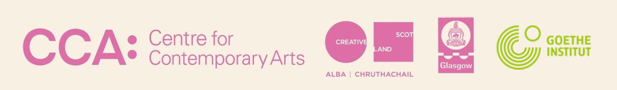 A graphic with the logos for CCA, Creative Scotland, Glasgow City Council, and the Goethe Institute