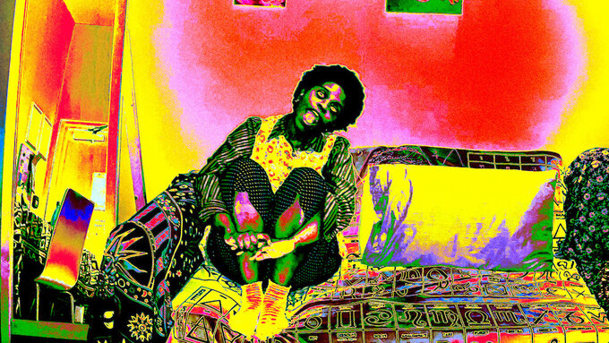 ELANDA in the artist flat wih developing pastel sketches of objects related to the incubation phase of life.