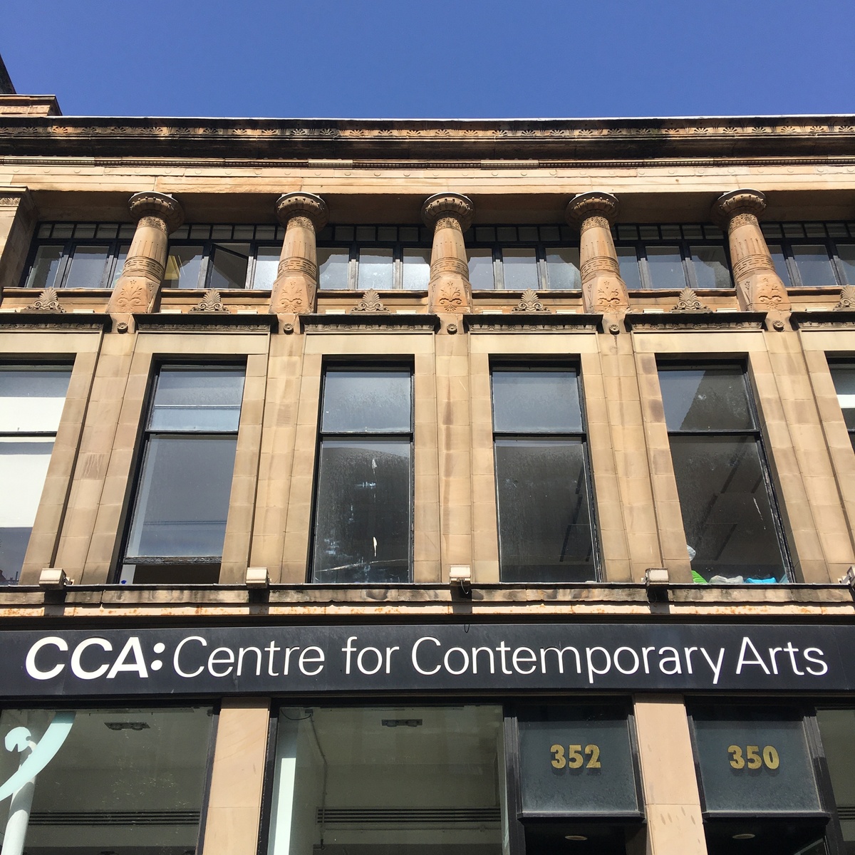 A view of CCA's facade on a sunny day