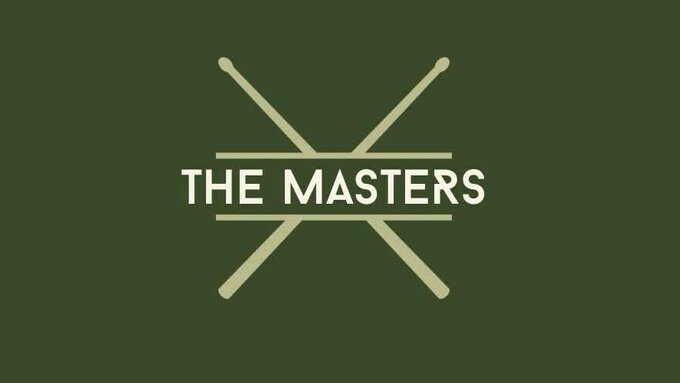 A graphic with crossed drum sticks and text that reads "The Masters".