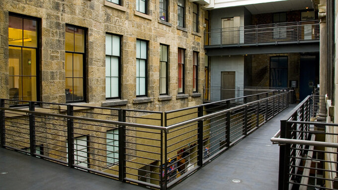 A view from the first floor CCA walkway.