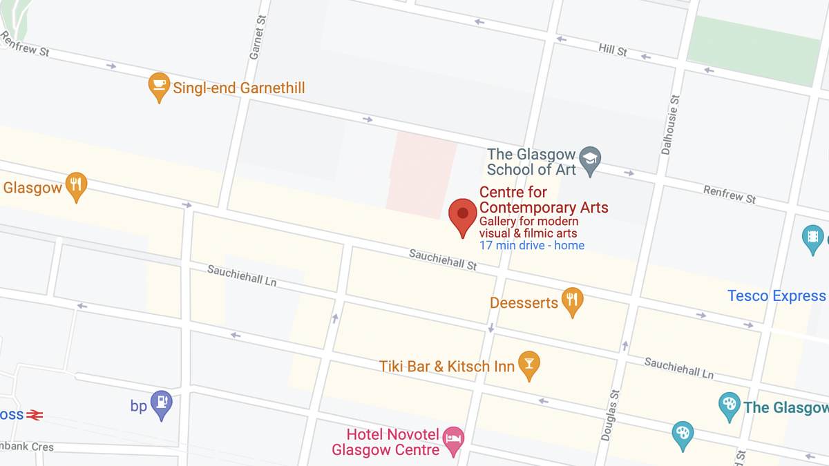 A screenshot from Google Maps with Centre for Contemporary Arts highlighted.