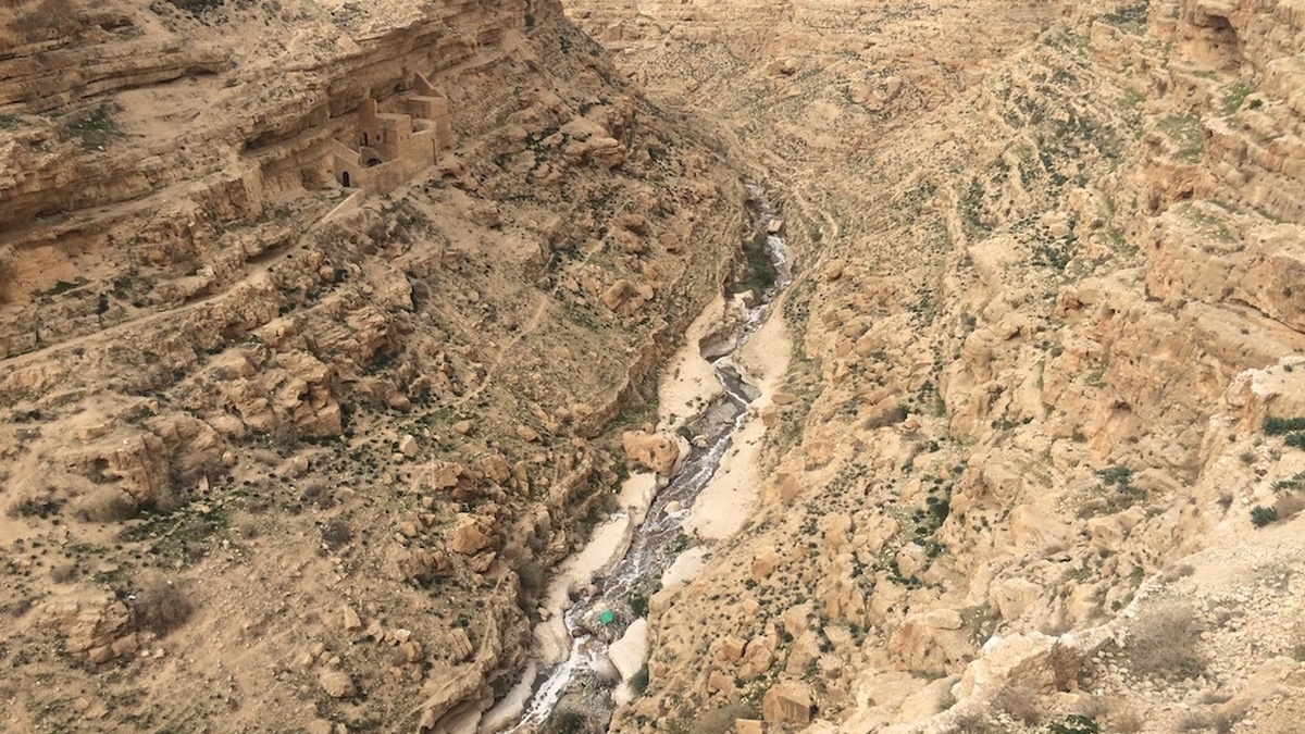 A photograph of a dry valley taken in Bethlehem